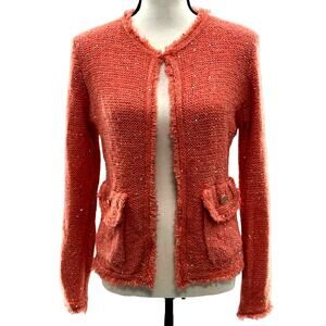 NWOT Sioni Wool Blend Knit Cardigan  Sequins S Jacket MSRP $129 Old Money